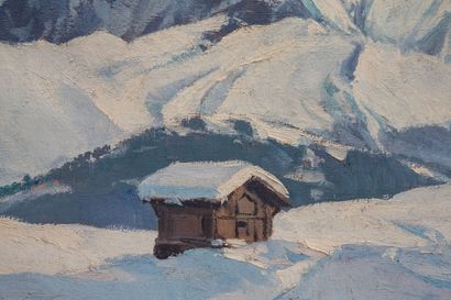  Charles-Henry CONTENCIN (1898-1955) 
Eiger et Mönch en hiver (Suisse). 
Huile sur...
