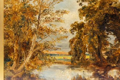 null William Joseph Julius Caesar BOND (1833-1926).

Paysage au ruisseau près d'une...
