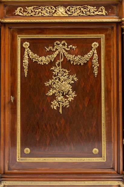 null Piece of furniture with height of support opening with a door in marquetry of...