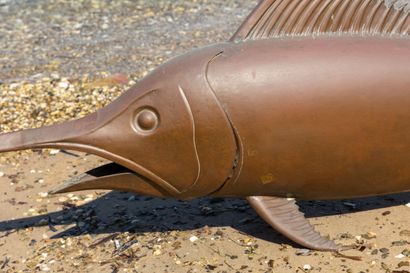 null Modern school.

Swordfish.

Sculpture to scale in embossed and chased copper,...