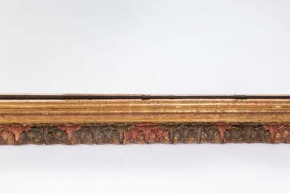 null Important rectangular mirror in carved wood relacquered and gilded, the circumference...