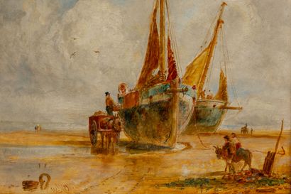 null William Joseph Julius Caesar BOND (1833-1926).

Return from fishing, low tide.

Oil...