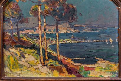 null Louis PASTOUR (1876-1948).

Cannes, view from the Islands of Lérins.

Oil on...