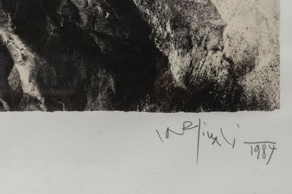null Franco CARDINALI (1926-1985).

Composition noir et blanc.

Lithographie, signée...