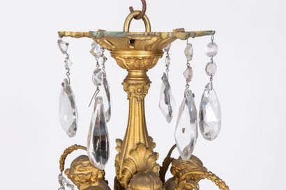 null Important chandelier with thirty-two lights in chased and gilded bronze with...