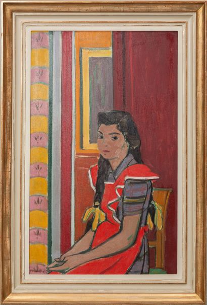 null Georges DESSOUSLAVY (peintre suisse, 1898-1952).

Portrait de jeune femme.

Huile...