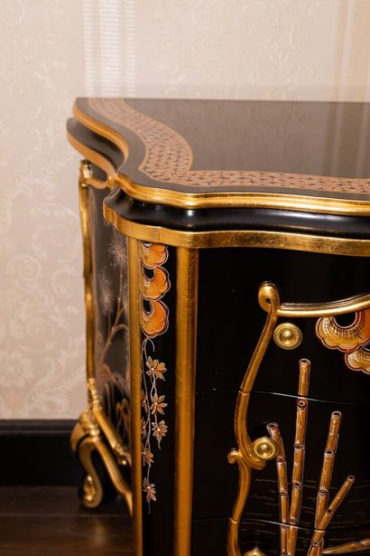null ARMANDO RHO, Italy.

Pair of commodes forming large bedside tables in blackened...