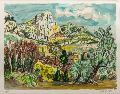 null Yves BRAYER (1907-1990).

Paysage de Provence. 

Lithographie en couleurs, signée...