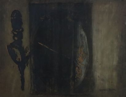 null Christophe BOUTIN (né en 1957). 

Composition abstraite en brun et noir. 

Technique...