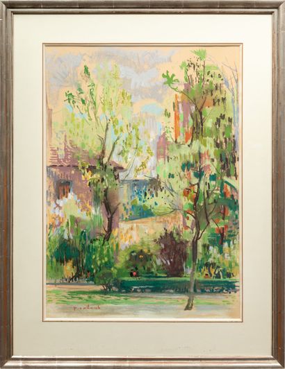 null Paul COLLOMB (1921-2010).

Park under the poplars. 

Pastel on paper, signed...