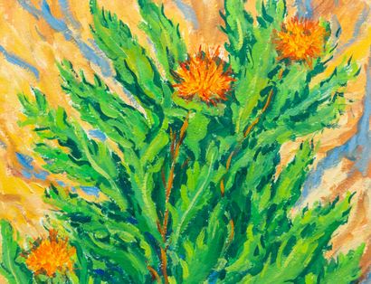 null Gérard BOUYAC (1930-2016).

Yellow thistles. 

Gouache on paper, signed lower...
