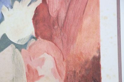 null Marie LAURENCIN (1883-1956), d'après.

Femme au bouquet de fleurs.

Lithographie...