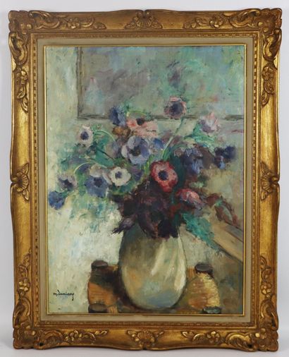 null Maurice DEMINNE (XXth century). 

Anemones. 

Oil on panel, signed lower left....