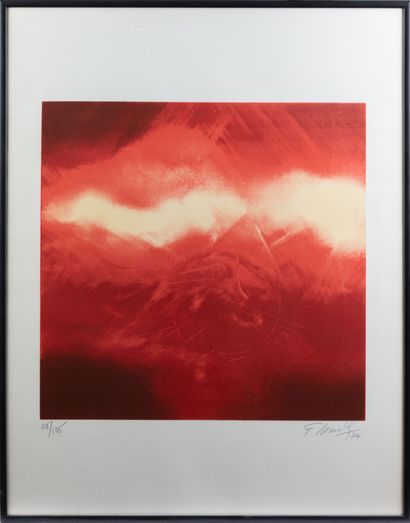 null Frédéric BENRATH (1930-2007). 

Red landscape. 

Lithograph in colors on paper,...