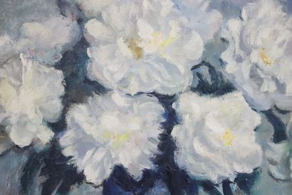 null Maurice DEMINNE (XXth century). 

Peonies. 

Oil on canvas, signed lower right....