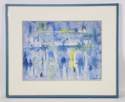 null CORPERA (XXth century).

Abstract composition in blue.

Watercolor on paper,...