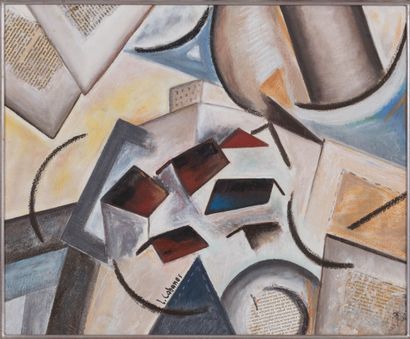 null 
L. CABANES (XXème-XXIème siècle).

Composition cubiste : Tourbillon pour toits,...