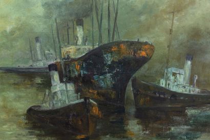 null P.ROZIER (XIXth - XXth century). 

Cruise ships. 

Oil on canvas, signed lower...
