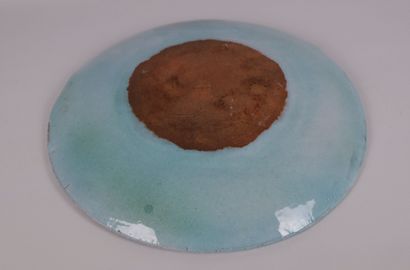 null Contemporary school.

Suite of three turquoise blue glazed ceramic pieces including...