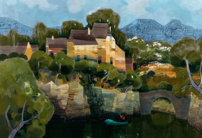 null Bernard CONTE (1931-1995). 

In Auvergne. 

Oil on canvas, signed lower right...
