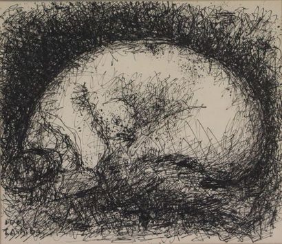 null Toshio ASHIBA (1931).

Reclining woman.

Ink on paper, signed lower left and...