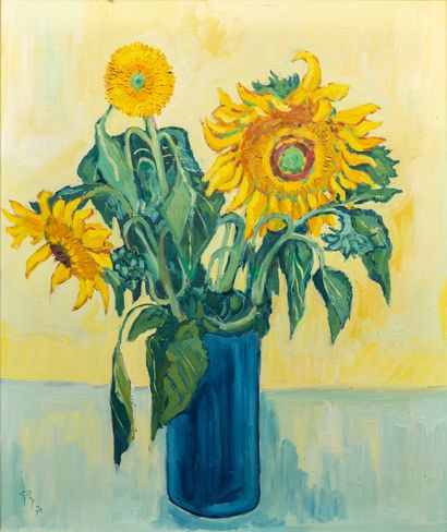 null Gérard BOUYAC (1930-2016).

Bunch of sunflowers.

Oil on canvas, signed lower...
