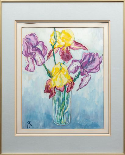 null Gérard BOUYAC (1930-2016).

Bouquet of iris. 

Gouache on paper, signed lower...