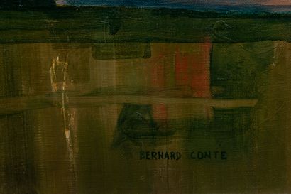 null Bernard CONTE (1931-1995). 

Le Pays flamand. 

Huile sur toile, signée en bas...