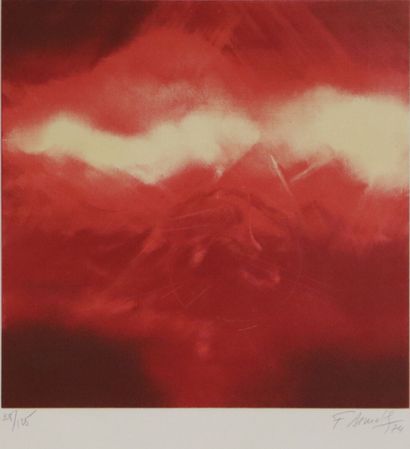 null Frédéric BENRATH (1930-2007). 

Red landscape. 

Lithograph in colors on paper,...
