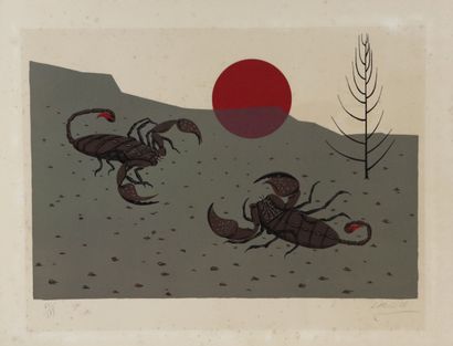 Félix LABISSE (1905-1982).

Combat de scorpions.

Lithographie,...