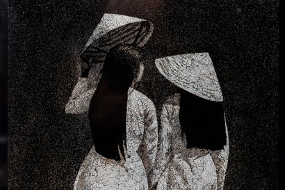 null THANH LEY, Vietnam (School of Hanoi). 

Two women from behind.

Lacquer panel...