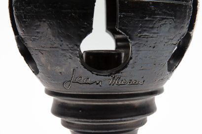 null Jean MARAIS (1913-1998).
Large photophore or openwork baluster vase in black...