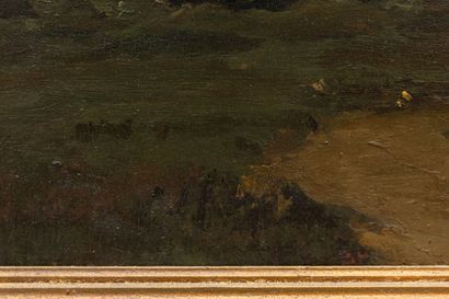 null Théophile DE BOCK (1851-1904). 
Landscape. 
Oil on panel, signed lower right....
