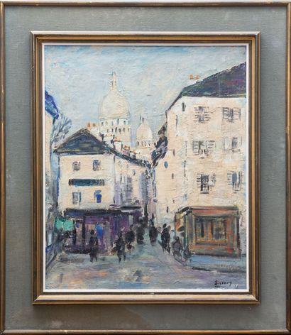 null Robert SAVARY (1920-2000).
Paris, Montmartre.
Huile sur toile, signée en bas...