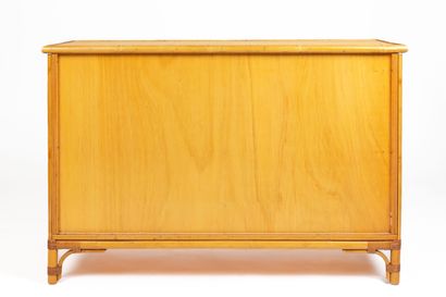 null AUDOUX-MINET, follower of. 
Small rectangular sideboard in bamboo, light wood,...