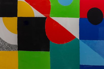 null Sonia DELAUNAY (1885-1979).
Big red propeller, circa 1970.
Lithograph in colors,...