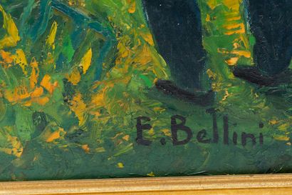 null Emmanuel BELLINI (1904-1989).
Scène champêtre. 
Huile sur toile, signée en bas...