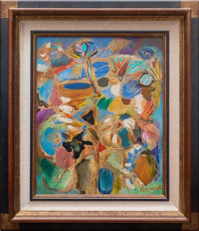 null Ludwig KLIMEK (1912-1992).
Composition naturaliste abstraite.
Huile sur toile,...