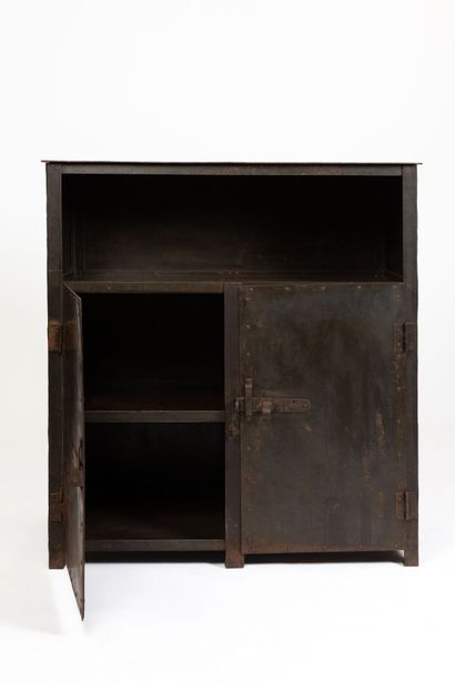 null Piece of furniture with height of industrial support out of beaten patinated...