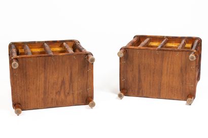 null AUDOUX-MINET, attributed to.
Pair of two-tone bamboo bedside tables.
They open...