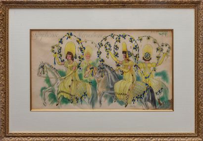 null Gustave Adolphe MOSSA (artiste niçois, 1883-1971).
Symphonie Merveilleuse.
Aquarelle,...