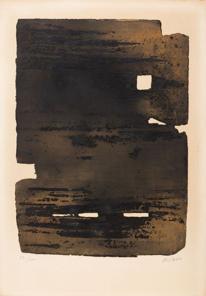 null Pierre SOULAGES (1919-2022).
Etching XV, 1961.
Etching on cut copper, on Arches...