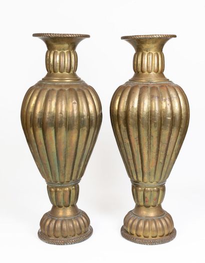 Pair of large ornamental baluster vases in...