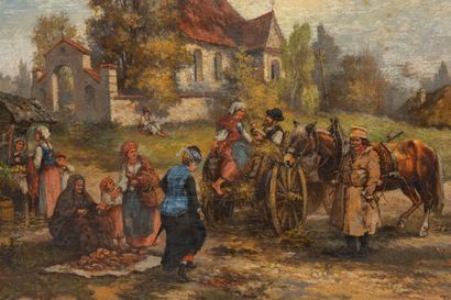 null Tadeusz RYBKOVSKI (1848-1926).
Die Strasfer Kritiker.
Oil on panel, signed lower...