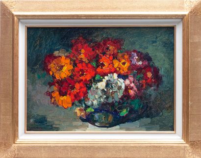 null Louis PASTOUR (1876-1948).
Bouquet of anemones, "last days", Cannes August 1943.
Oil...