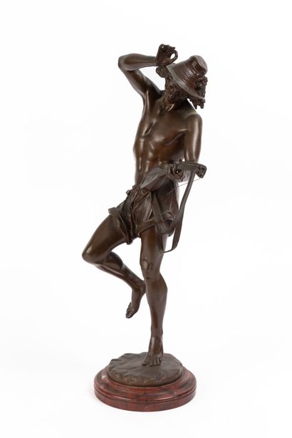 null Albert-Ernest CARRIER-BELLEUSE (1824-1887).
Danseur napolitain au tambourin.
Sculpture...