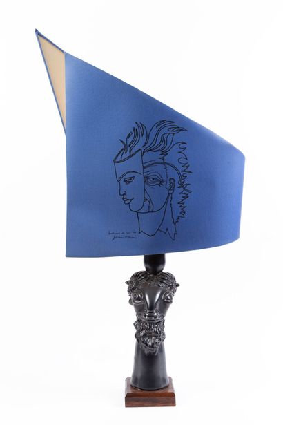 null Jean MARAIS (1913-1998).
Head of ram.
Lamp stand in black ceramic, with its...