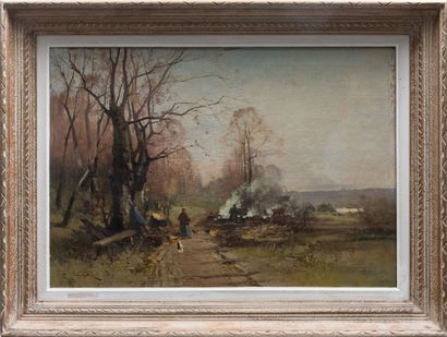 null Eugène GALIEN-LALOUE (1854-1941), sous le pseudonyme Galieny.
Paysage aux personnages...