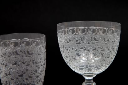 null BACCARAT. 
Part of a service of richly engraved crystal glasses, models "Rohan"...