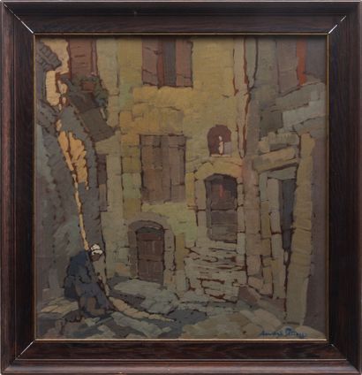 null André PETROFF (1894-1975).
Animated view, the Old Nice.
Oil on cardboard, signed...